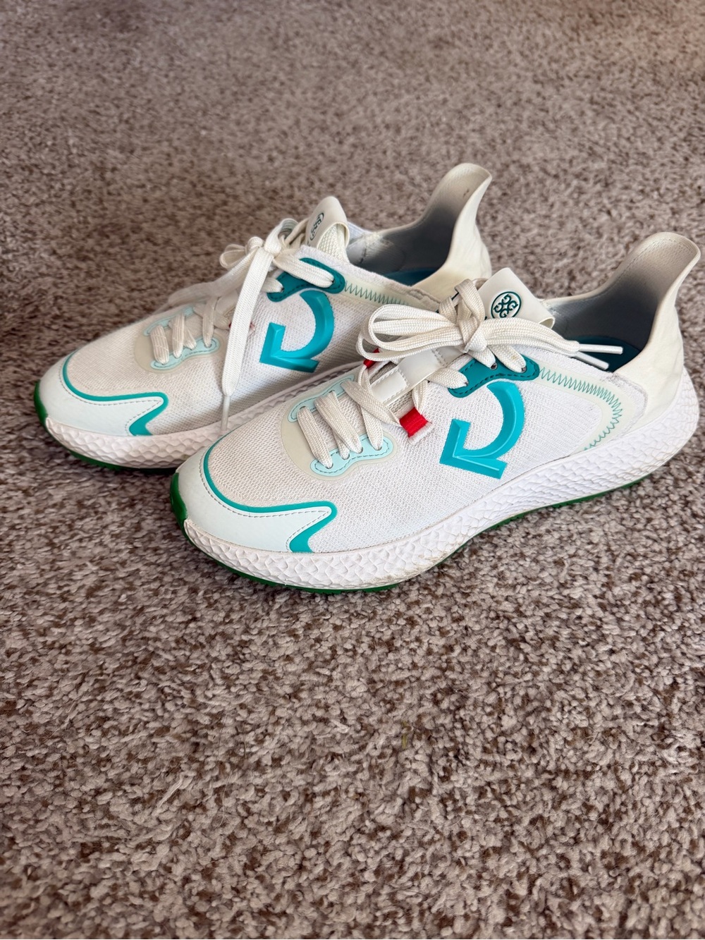 G/FORE Kids White and Teal Athletic Sneakers